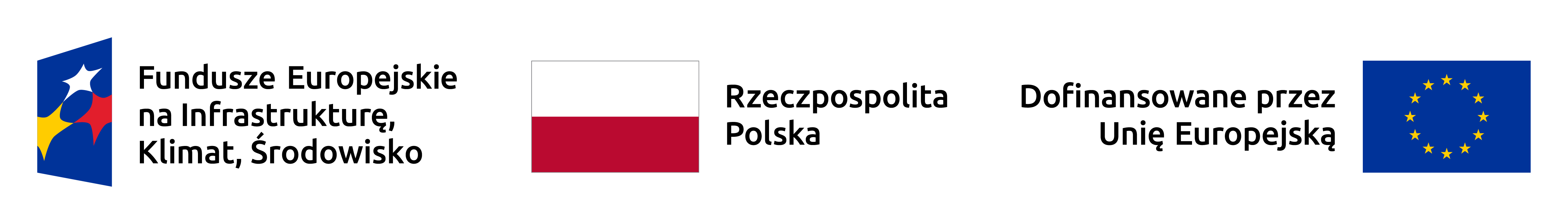 Zestaw znaków FEnIKS (Flaga Polski, Logo Funduszy Europejskich oraz znak Unii Europejskiej)